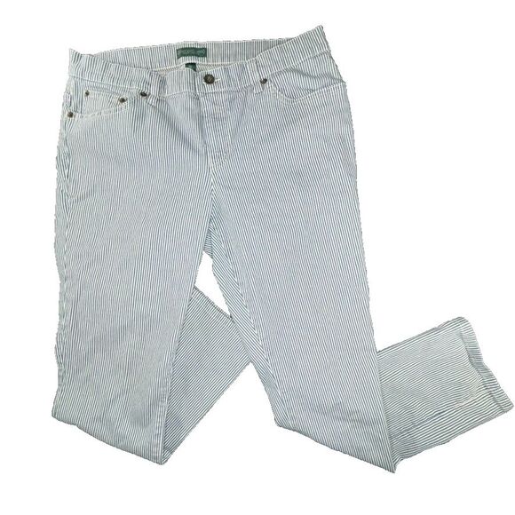 Lauren Ralph Lauren Denim - LRL Ralph Lauren Denim Pinstripes Jeans Women's 12 Blue Straight Ankle Pants